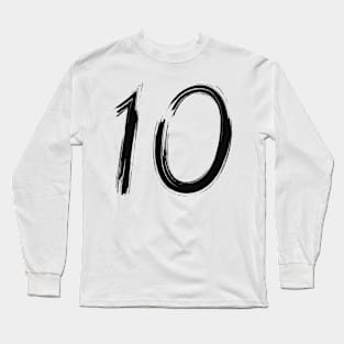 Hand Drawn Letter Number 10 ten Long Sleeve T-Shirt